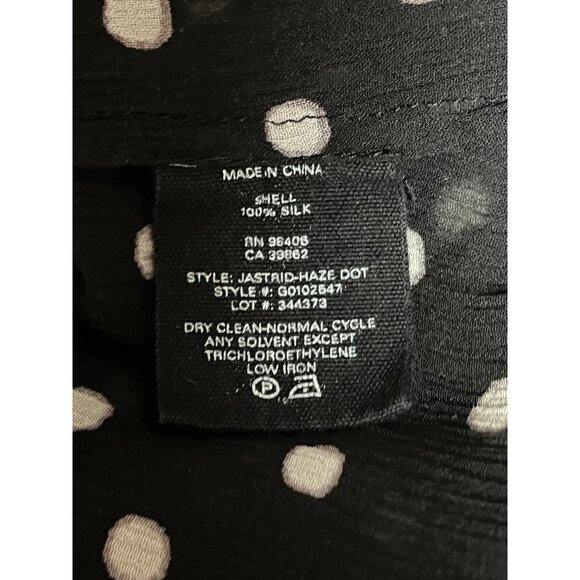 Theory Sheer Polka Dot Ruffle Front Sleeveless Top Black White Large - Picture 8 of 9